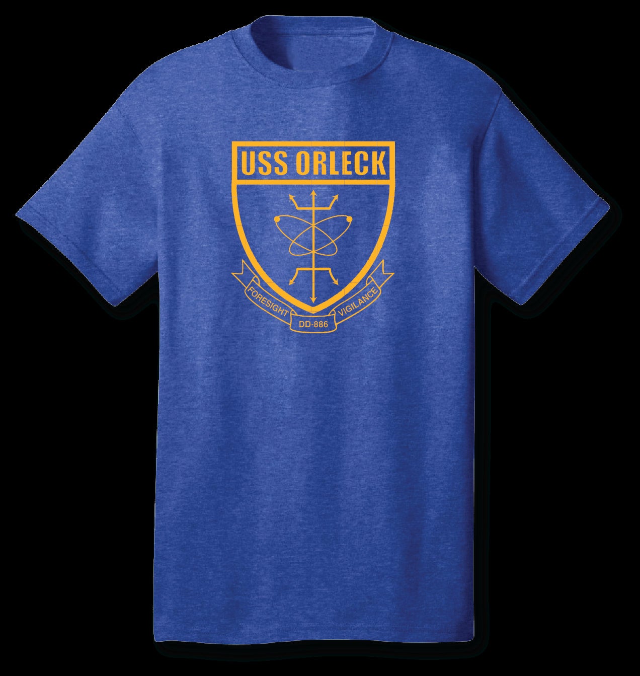 Uss Orleck Crest T Shirt In Royal Blue Jacksonville Historic Naval Ship Museum